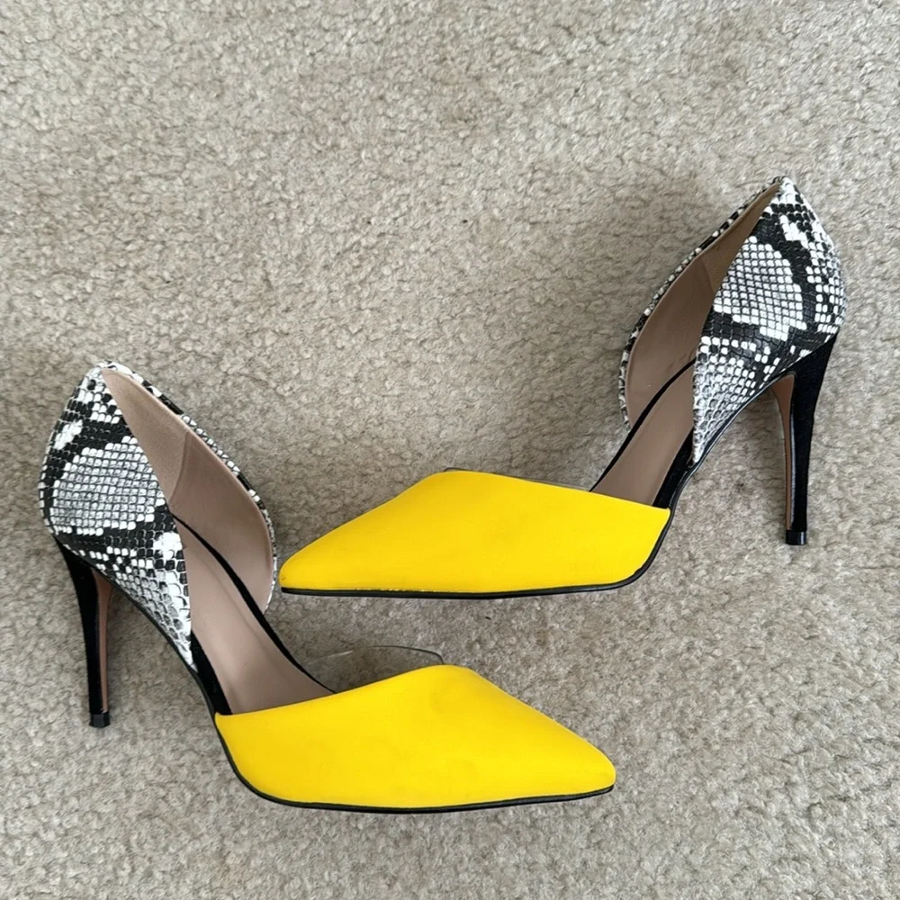 Mix No. 6 yellow suede python stiletto pumps - Picture 2 of 8